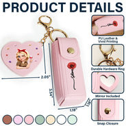 Gift For Women, Gift For Wife, Gift For Girlfriend, Love - Fancy Girl Woman Bloom In Love - Personalized Leather Lipstick Case Keychain With Mirror