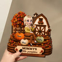 Gift For Grandchildren,Gift For Grandkids,Gift For Grandma,Cozy,Grandma - Grandkids,Vector - Farmhouse Style Grandma's Little Pumpkins - Personalized Custom Shaped Wooden Plaque