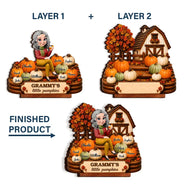 Gift For Grandchildren,Gift For Grandkids,Gift For Grandma,Cozy,Grandma - Grandkids,Vector - Farmhouse Style Grandma's Little Pumpkins - Personalized Custom Shaped Wooden Plaque
