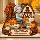 Gift For Grandchildren,Gift For Grandkids,Gift For Grandma,Cozy,Grandma - Grandkids,Vector - Farmhouse Style Grandma's Little Pumpkins - Personalized Custom Shaped Wooden Plaque