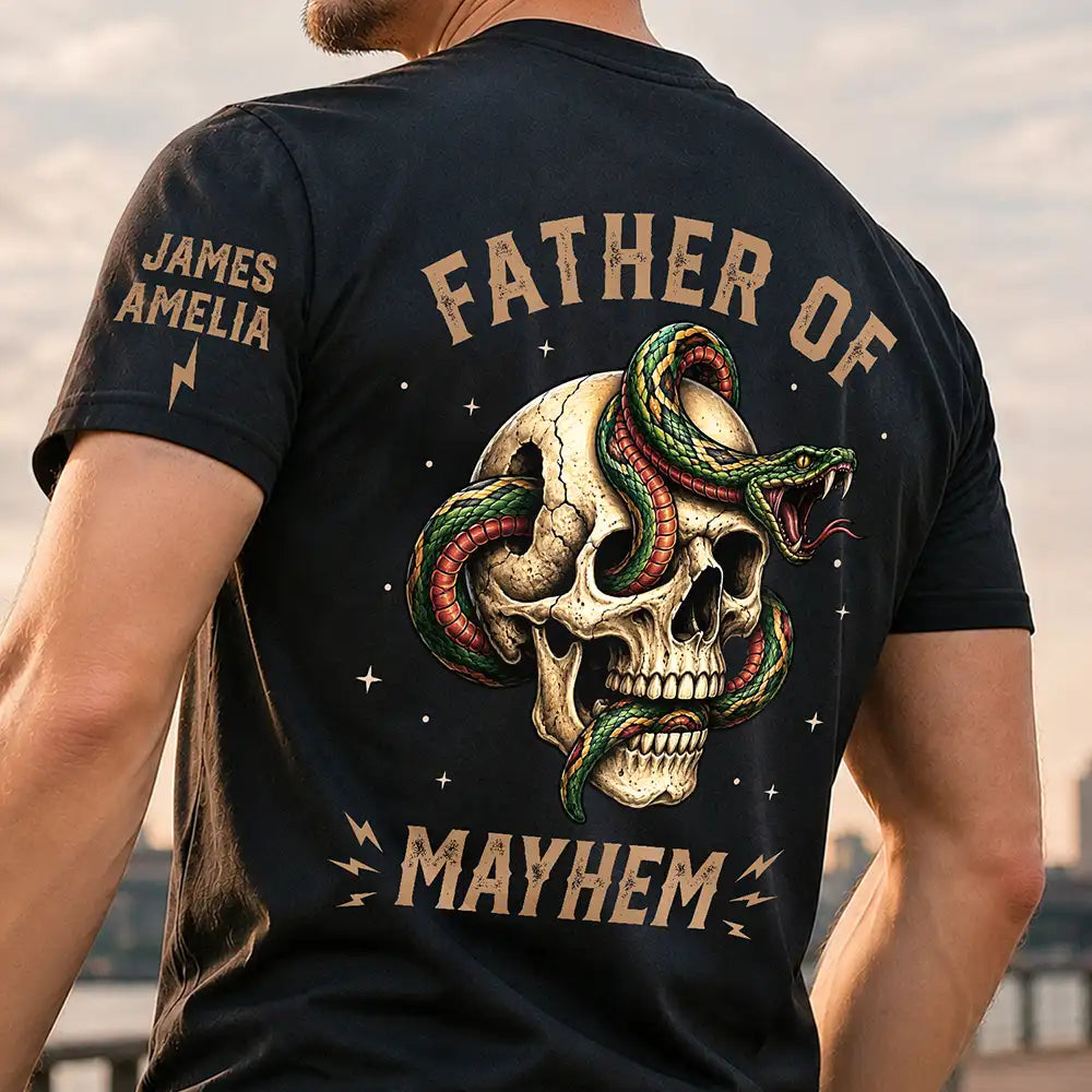 Gift For Father,Gift For Mother,Top Market,Non-Eng,Icon,Proud - Father Of Mayhem - Personalized T Shirt