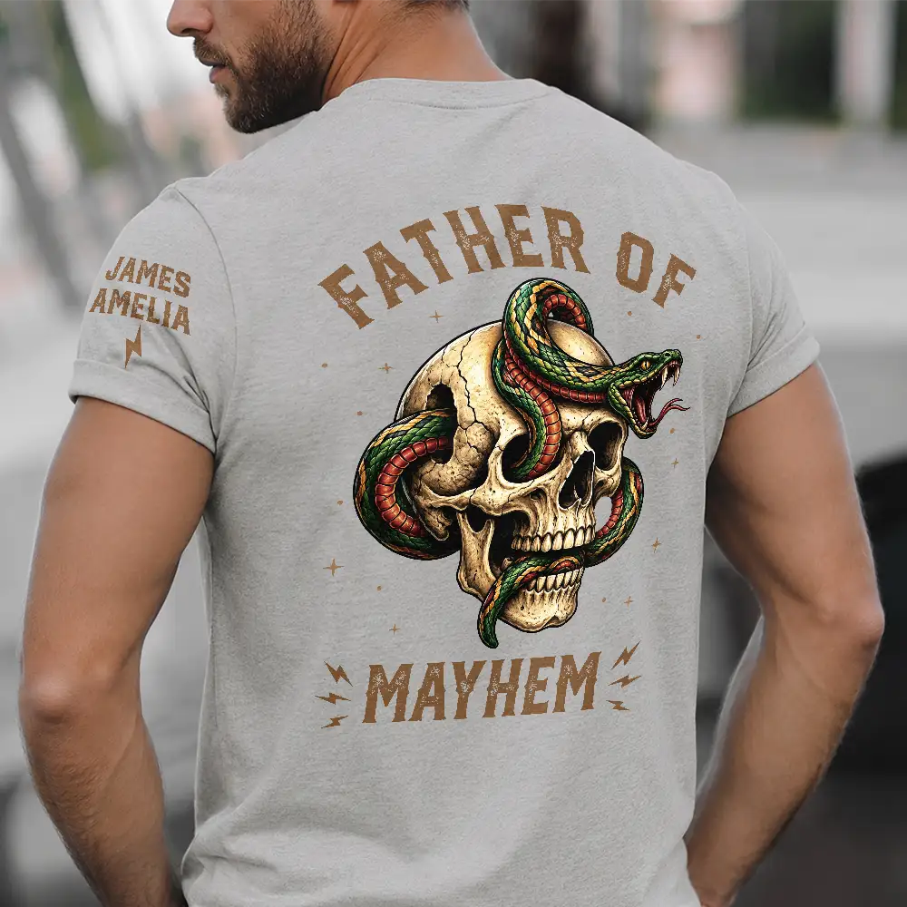 Gift For Father,Gift For Mother,Top Market,Non-Eng,Icon,Proud - Father Of Mayhem - Personalized T Shirt