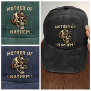 Gift For Father,Gift For Mother,Top Market,Non-Eng,Icon,Proud - Father Of Mayhem - Personalized Vintage Washed Denim Cap