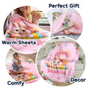 Easter,Non-Eng,Gift For Kids,Gift For Grandkids,Grandma - Grandkids,Grandpa - Grandkids,Dad - Children,Mom - Children,Happy - Faux Chenille Bunny Alphabet Letters - Personalized Fleece Blanket, Sherpa Blanket