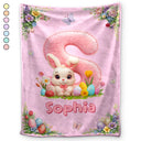 Easter,Non-Eng,Gift For Kids,Gift For Grandkids,Grandma - Grandkids,Grandpa - Grandkids,Dad - Children,Mom - Children,Happy - Faux Chenille Bunny Alphabet Letters - Personalized Fleece Blanket, Sherpa Blanket