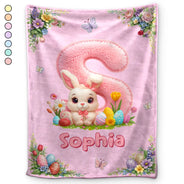 Easter,Non-Eng,Gift For Kids,Gift For Grandkids,Grandma - Grandkids,Grandpa - Grandkids,Dad - Children,Mom - Children,Happy - Faux Chenille Bunny Alphabet Letters - Personalized Fleece Blanket, Sherpa Blanket