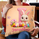 Easter,Non-Eng,Gift For Kids,Gift For Grandkids,Grandma - Grandkids,Grandpa - Grandkids,Dad - Children,Mom - Children,Happy - Faux Chenille Bunny Alphabet Letters - Personalized Pillow