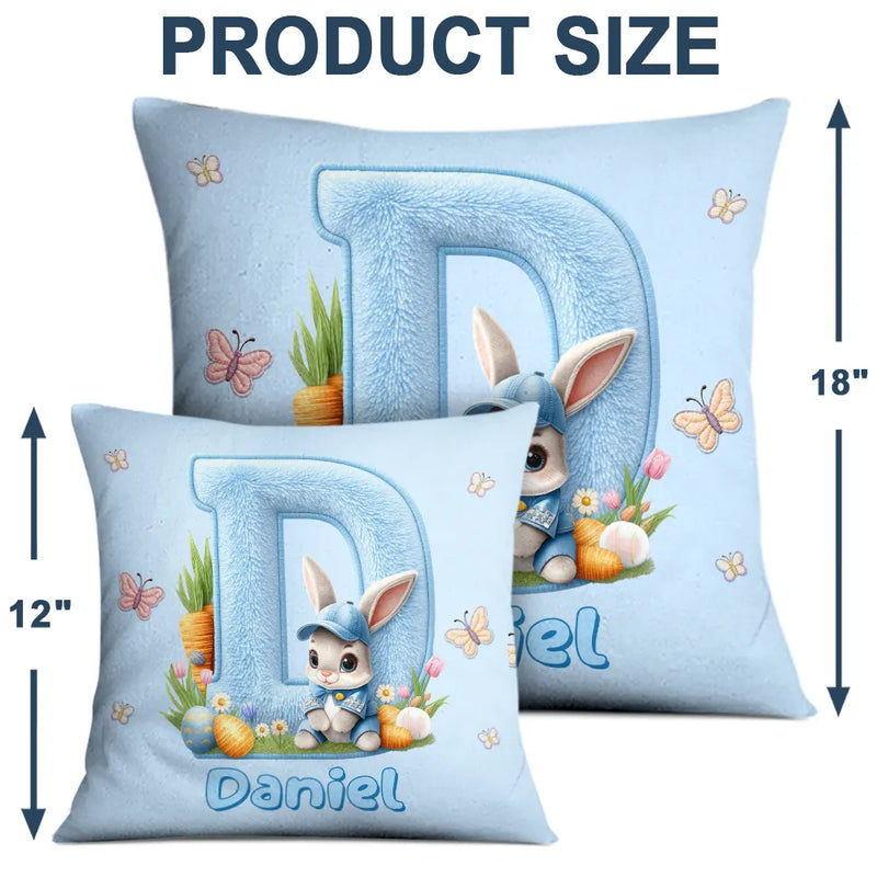 Easter,Non-Eng,Gift For Kids,Gift For Grandkids,Grandma - Grandkids,Grandpa - Grandkids,Dad - Children,Mom - Children,Happy - Faux Chenille Bunny Alphabet Letters - Personalized Pillow