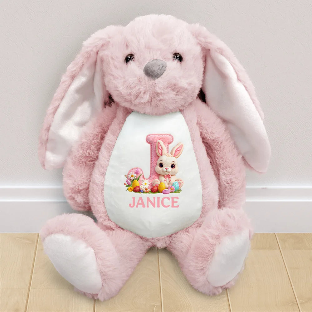 Easter, Happy, Gift For Kids, Parents - Faux Chenille Rabbit Alphabet Letters - Personalized Soft Toy Bunny