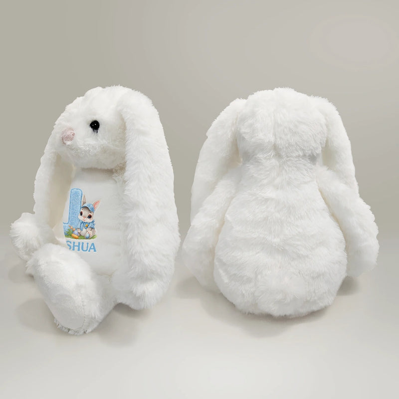 Easter, Happy, Gift For Kids, Parents - Faux Chenille Rabbit Alphabet Letters - Personalized Soft Toy Bunny