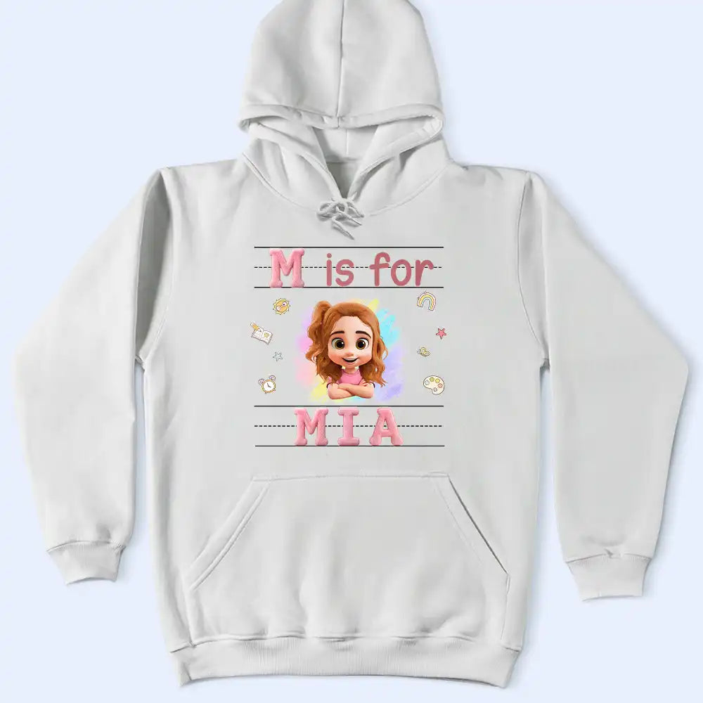 Back To School, Gift For Kids, Adorable, Icon - Faux Embroidery Chenille Initial & Name - Personalized T Shirt