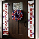 America 250th, Independence Day, Family, Proud, Custom Text - Faux Embroidery Effect America 250 Years Of Freedom - Personalized Porch Banners