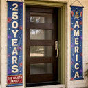 America 250th, Independence Day, Family, Proud, Custom Text - Faux Embroidery Effect America 250 Years Of Freedom - Personalized Porch Banners