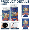 America 250th,Independence Day,Gift For Yourself,Proud,Custom Text - Faux Embroidery Effect America 250th Anniversary - Personalized Can Cooler Sleeve