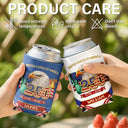 America 250th,Independence Day,Gift For Yourself,Proud,Custom Text - Faux Embroidery Effect America 250th Anniversary - Personalized Can Cooler Sleeve