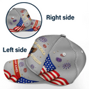America 250th, Independence Day, Gift For Yourself, Proud, Custom Text - Faux Embroidery Effect America 250th Anniversary - Personalized Classic Cap