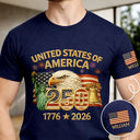 America 250th,Independence Day,Family,Proud,Custom Text - Faux Embroidery Effect America 250th Anniversary - Personalized T Shirt