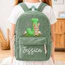 Playful, Back To School, Gift For Kids, Icon - Faux Embroidery Effect Chenille Animal & Alphabet Letters - Personalized Corduroy Backpack