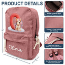 Playful, Back To School, Gift For Kids, Icon - Faux Embroidery Effect Chenille Animal & Alphabet Letters - Personalized Corduroy Backpack
