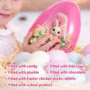 Easter,Non-Eng,Gift For Kids,Gift For Grandkids,Grandma - Grandkids,Grandpa - Grandkids,Dad - Children,Mom - Children,Happy - Faux Embroidery Effect Chenille Bunny Alphabet Letters - Personalized Fillable Egg