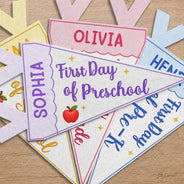 Confident,Back To School,Gift For Kids,Custom Text - Faux Embroidery Effect First Day Of School - Personalized Pennant