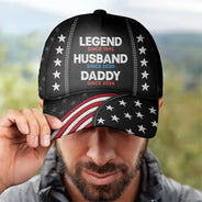 Gift For Grandpa,Gift For Father,Gift For Men,Happy,Independence Day,Proud - Faux Embroidery Effect Legend Husband Daddy Grandpa - Personalized Classic Cap