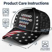 Gift For Grandpa,Gift For Father,Gift For Men,Happy,Independence Day,Proud - Faux Embroidery Effect Legend Husband Daddy Grandpa - Personalized Classic Cap