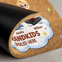 Gift For Grandma,Gift For Grandpa,Grandpa - Grandkids,Grandma - Grandkids,Gift For Women,Gift For Men,Happy - Faux Embroidery Effect Spoiled Grandkids Live Here - Personalized Coconut Doormat