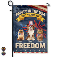 Pet Lovers,Pet Mom,Pet Dad,Dog Lovers,Dog Mom,Dog Dad,Cat Lovers,Cat Mom,Cat Dad,Custom Photo,Happ - Faux Embroidery Effect Star & Stripes Pawty In The USA - Personalized Flag