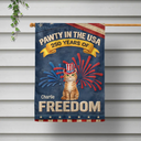 Pet Lovers,Pet Mom,Pet Dad,Dog Lovers,Dog Mom,Dog Dad,Cat Lovers,Cat Mom,Cat Dad,Custom Photo,Happ - Faux Embroidery Effect Star & Stripes Pawty In The USA - Personalized Flag