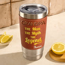 Gift For Father,Gift For Men,Gift For Husband,Happy - Faux Embroidery Effect The Man The Myth The Legend - Personalized Leather Tumbler