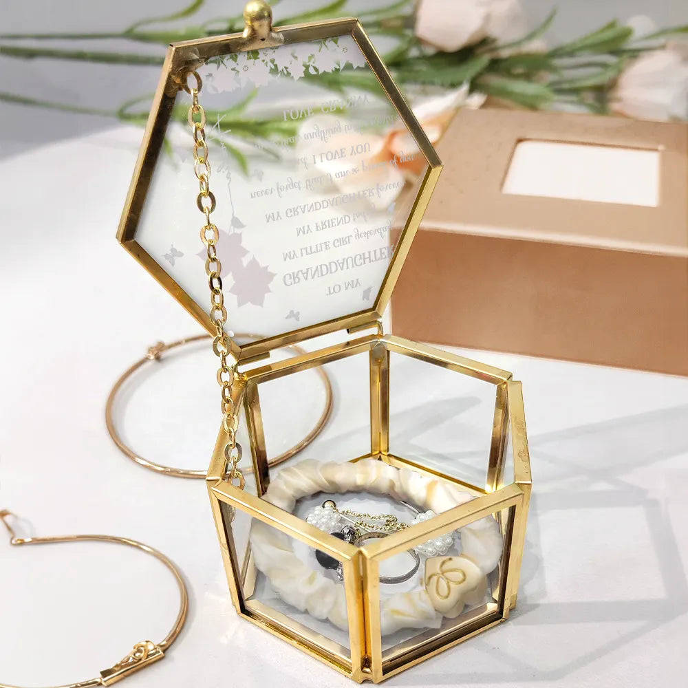 Gift For Daughter,Gift For Women,Happy,Gift For Grandkids - Faux Pressed Birth Flower My Daughter Forever - Personalized Glass Jewelry Box