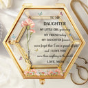 Gift For Daughter,Gift For Women,Happy,Gift For Grandkids - Faux Pressed Birth Flower My Daughter Forever - Personalized Glass Jewelry Box