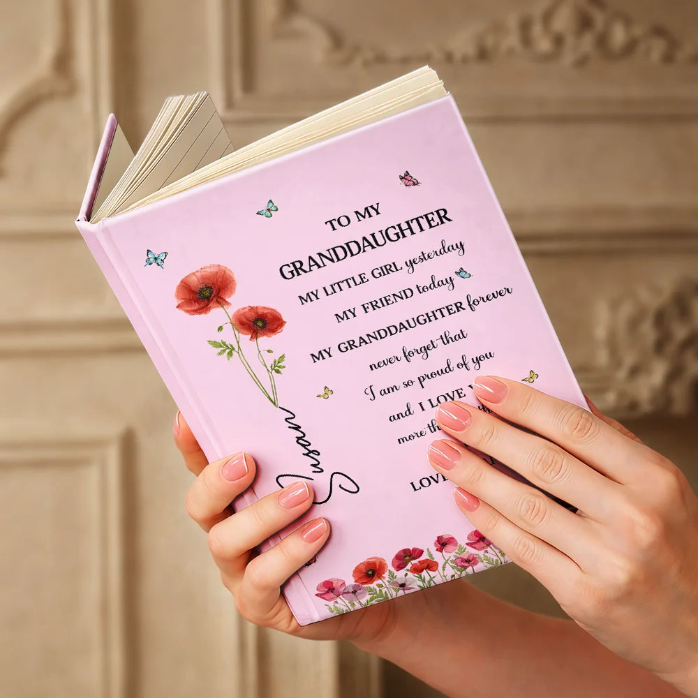 Gift For Daughter,Gift For Women,Happy,Gift For Grandkids - Faux Pressed Birth Flower My Daughter Forever - Personalized Hardcover Journal