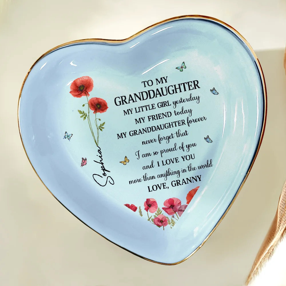Gift For Daughter,Gift For Women,Happy,Gift For Grandkids - Faux Pressed Birth Flower My Daughter Forever - Personalized Ring Dish