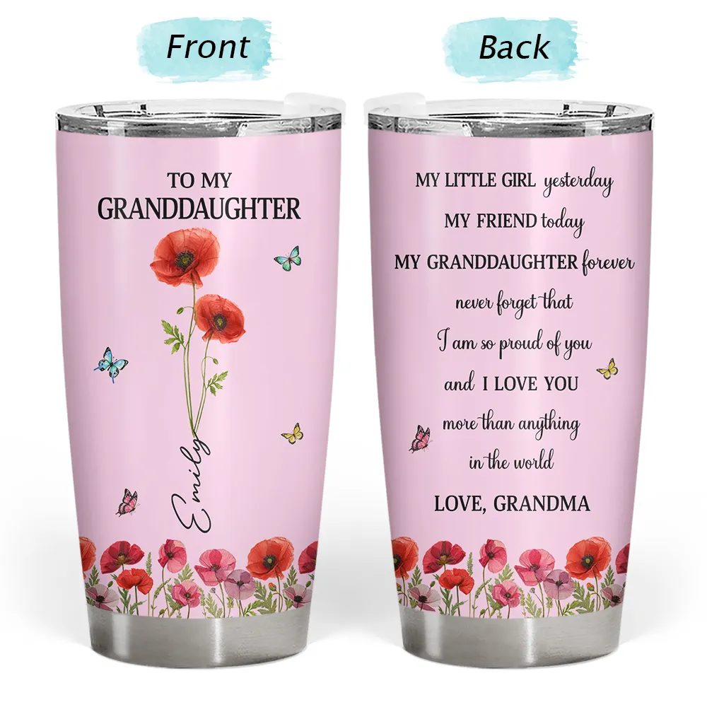 Gift For Daughter, Gift For Women, Happy, Gift For Grandkids - Faux Pressed Birth Flower My Daughter Forever - Personalized Tumbler