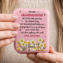Gift For Daughter, Gift For Children, Sentimental, Icon - Faux Pressed Birth Flower To My Daughter Granddaughter - Personalized LED Compact Mirror