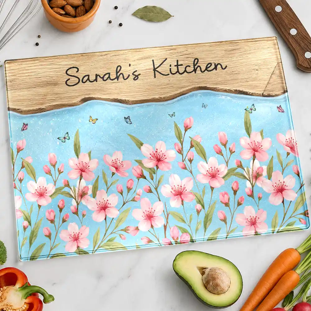 Confident, Gift For Yourself, Cooking, Gift For Women, Icon - Faux Wooden Resin Birth Flower Mom Grandma Kitchen - Personalized Cutting Board