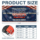 Family,Parents,Happy,America 250th - Faux Puff Embroidery Effect Patriotic Eagle 250 Years Of Freedom - Personalized Horizontal Banner