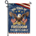 Family, America 250th, Independence Day, Happy, Top Market - Faux Puff Embroidery Effect Patriotic Eagle 250 Years Of Freedom - Personalized Flag