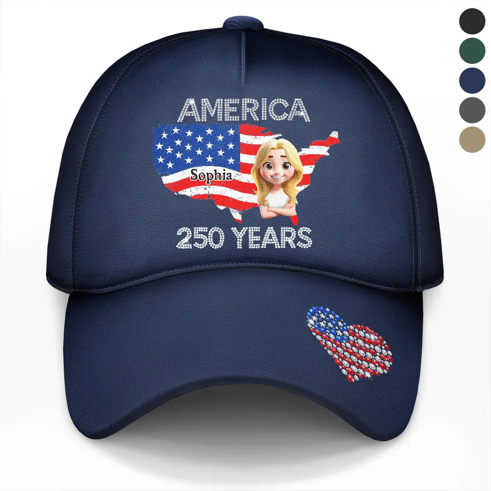 Faux Rhinestone America 250 Years - Personalized Classic Cap