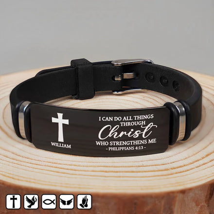 Favorite Bible And Christian Symbol - Personalized Wristband Bracelet