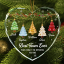 Gift For Colleagues,Christmas,Icon,Happy - Festive 3D Effect Christmas Trees Best Team Ever - Personalized Glass Ornament