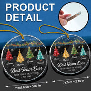Gift For Colleagues,Christmas,Icon,Happy - Festive 3D Effect Christmas Trees Best Team Ever - Personalized Glass Ornament