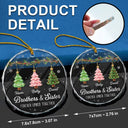 Christmas,Gift For Sibling,Cozy,Icon - Festive 3D Effect Christmas Trees Brothers & Sisters Forever Linked Together - Personalized Glass Ornament