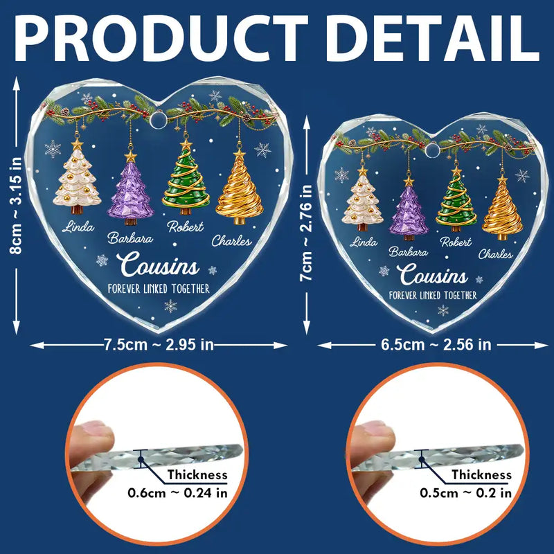 Christmas,Gift For Sibling,Cozy,Icon - Festive 3D Effect Christmas Trees Brothers & Sisters Forever Linked Together - Personalized Glass Ornament