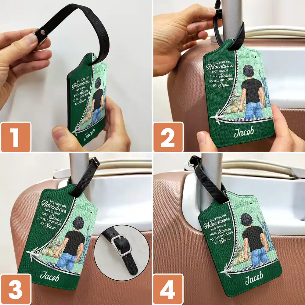Happy,Gift For Yourself,Gift For Women,Gift For Men,Travel - Fill Your Life With Adventures - Personalized Luggage Tag