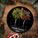 Family,Gift For Bestie,Christmas,Happy - Firework Family Bestie Custom Name - Personalized Circle Ceramic Ornament