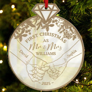 Gift For Couples,Gift For Husband,Gift For Wife,Gift For Boyfriend,Gift For Girlfriend,Love,Christmas - First Christmas As - Personalized Custom Shaped Mirror Ornament