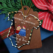 Christmas,New Dad,New baby,New Mom,Happy - First Christmas As A Family - Personalized Onesie Shaped Glass Ornament